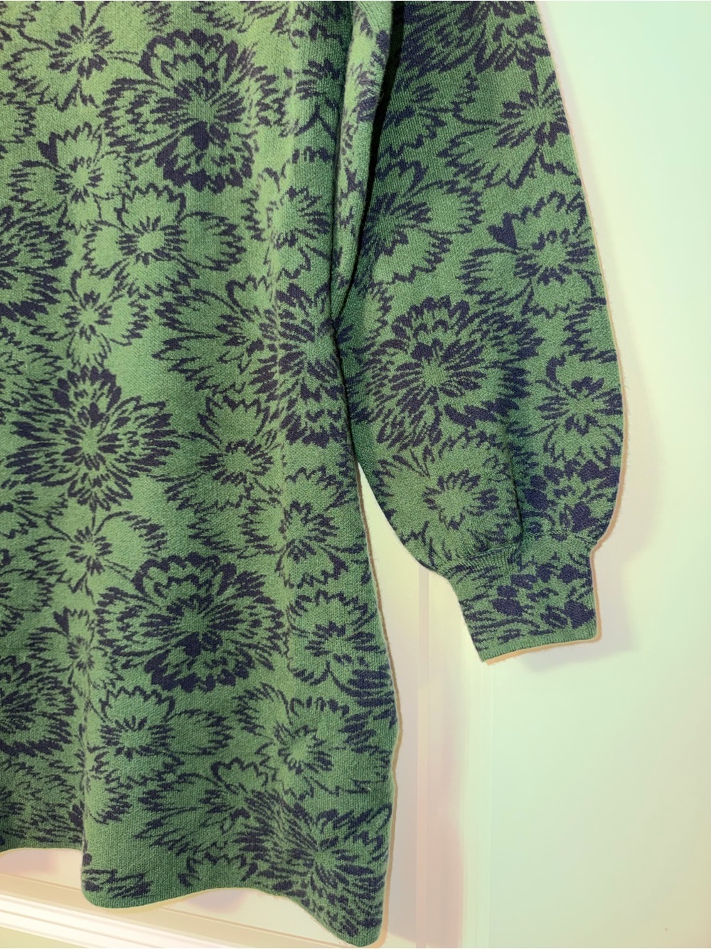 Maeve by Anthropologie the Beatriz mock-neck sweater dress green and navy - Picture 4 of 7